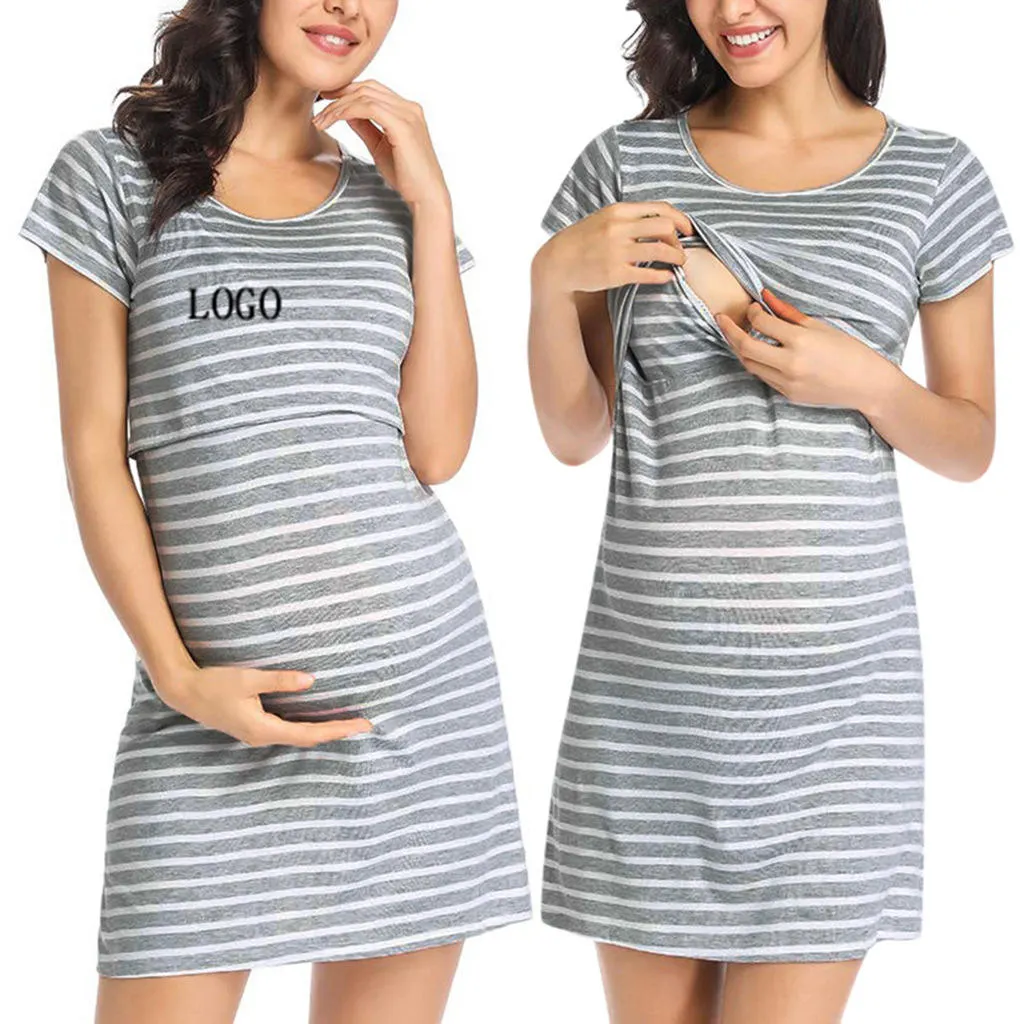 Neueste Lieferung solide quadratische Nackenschlinge Mutterschafts-Nachttischkleid Kleid Frauen Schwangere Mutterschaftskleidung