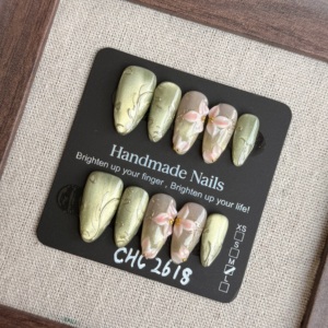 Uñas Postizas Personalizadas al por Mayor para Mujer, 10 Piezas, Diseño 3D con Pintura <span class=keywords><strong>de</strong></span> Conchas, Uñas Artificiales <span class=keywords><strong>de</strong></span> Acrílico ABS - Product Image 1