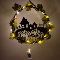 Guirlande suspendue en métal LED pour l'automne, décoration de porte pour la récolte et Thanksgiving