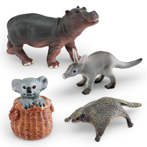 Modèles de faune de simulation transfrontalière pour l'éveil des enfants : Hippopotame, Koala, Écureuil-nourricier, Écureuil volant pour bébé, Ornements décoratifs - Product Image 5