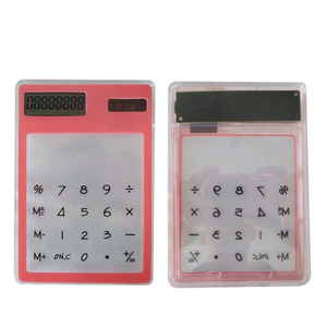 Calculatrice de poche à écran tactile solaire transparent à 8 chiffres en plastique extra fin - Product Image 3