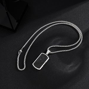 2025 New Men's Stainless Steel Beveled Camouflage Pattern Pendant Necklace Hiphop Style Trendy Geometric Link Chain Jewelry - Product Image 2