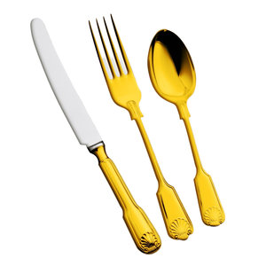 Cubiertos hechos a mano de calidad Superior directos de fábrica India cubiertos de acero inoxidable cubiertos de oro banquete boda juego de cubiertos reales - Product Image 1