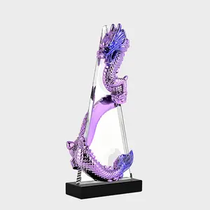 Onore dei regali Souvenir personalizzati di cristallo di vendita calda premio di cristallo Dragon trofeo decorazione artigianato