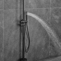 Ensemble de colonne de douche extérieure en acier inoxydable Robinet de douche sur pied avec jet de pluie pour piscine et bain de plage
