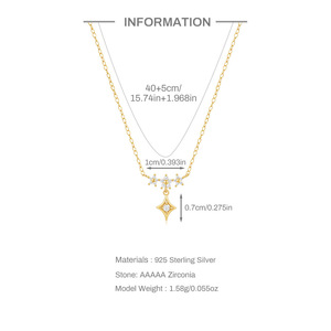 Carline S925 in argento sterling semplice stile delicato zircone <span class=keywords><strong>stella</strong></span> fiore oro 18K lusso collana da donna - Product Image 6