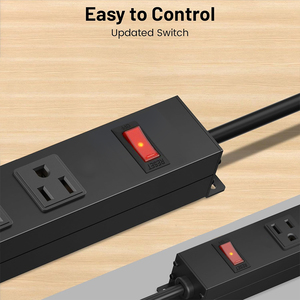 Tira de alimentación de gabinete de montaje en PDU de pared con <span class=keywords><strong>6</strong></span> salidas de CA y 1 enchufe de extensión de interruptor/Protector de sobrecarga contra sobretensiones PDU Placa de alimentación - Product Image 4