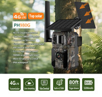 Caméra de surveillance de la faune 4G solaire cellulaire CMOS SD avec vision nocturne 48MP 1296P, détection de mouvement et contrôle par application