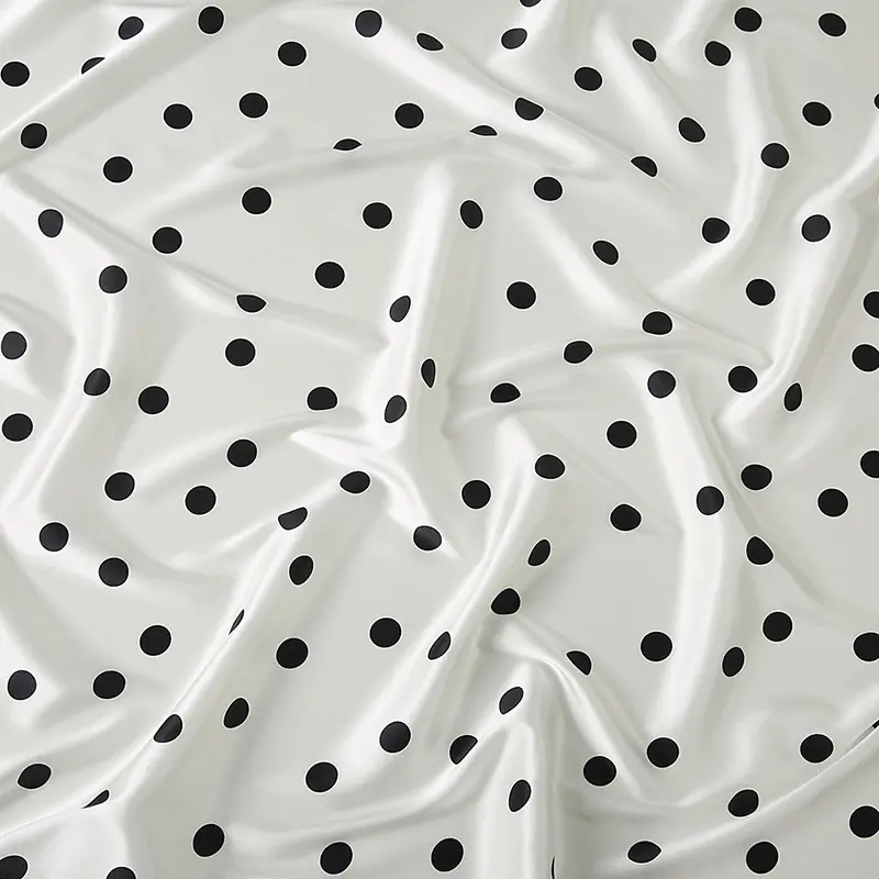 Silk fabric dot printed silk stretch satin For Women's Garments