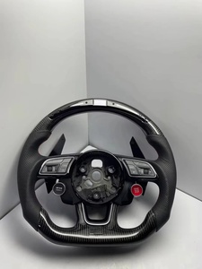 Volant en cuir véritable et fibre de carbone amélioré, style course, pour <span class=keywords><strong>AUDI</strong></span> A3 A4 A5 A6 RS3 RS4 RS5 RS6 S8 Q3 Q5 <span class=keywords><strong>TT</strong></span> R8 - Vente Flash - Product Image 1