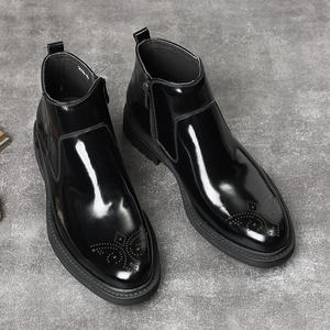Botas de cuero para hombre estilo inglés con relieve Brook, botas cortas de cuero brillante, botas Chukka de verano - Product Image 4