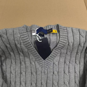 Maglione da Uomo in Maglia Slim-fit con <span class=keywords><strong>Scollo</strong></span> a <span class=keywords><strong>V</strong></span>, Personalizzabile con Logo, Stile Vintage Classico Ralph Lauren in <span class=keywords><strong>Cotone</strong></span> - Product Image 5