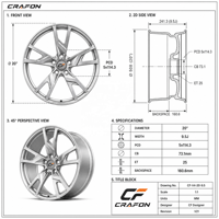 Jantes forgées CF 21 22 pouces 5x108 PCD 63.4 CB pour voitures particulières, compatibles avec Zeekr 001, jantes concaves brossées
