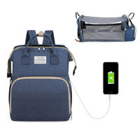 Sac à dos multifonctionnel pliable pour maman, sac à couches et sac à langer avec berceau et sac à main