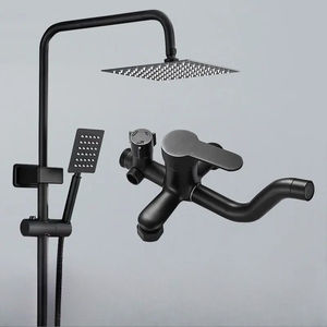 Ensemble de douche moderne en acier inoxydable <span class=keywords><strong>pour</strong></span> salle de bain, <span class=keywords><strong>barre</strong></span> coulissante, pomme de douche à effet pluie haute pression, <span class=keywords><strong>rideau</strong></span>, vente en gros transfrontalière - Product Image 1