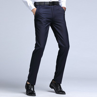 Pantalon de costume noir coupe ajustée pour hommes pour le printemps et l'été pantalon d'affaires décontracté de couleur unie vente en gros