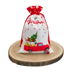 Sac cadeau à cordon avec motif Père Noël, décoration de Noël, emballage cadeau - Product Image 5