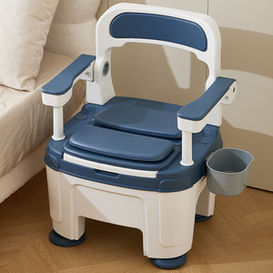 Chaise de toilette portable pour adultes, pour personnes âgées et handicapées, utilisation intérieure, siège de toilette léger en plastique avec accoudoirs - Product Image 1