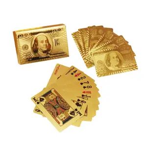 Logo Design personalizzato in plastica PVC Poker impermeabile 24K oro placcato foglio nero stampa carta da gioco