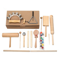 Educational Wooden Percussion Acoustic Drum Set for Children-Full Set with 6 Pieces