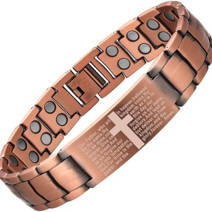 High Quality Red <strong>Copper</strong> <strong>Bracelet</strong> Cross Scripture Black Magnet <strong>Bracelet</strong> Bio Magnetic Health Men's and Women's Fashion Jewelry - Product Image 3