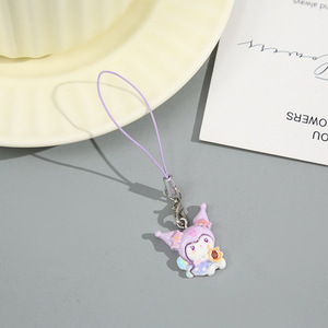 Dessin animé créatif PVC écologique téléphone portable pendentif <span class=keywords><strong>corde</strong></span> étudiant cartable accessoires mousqueton porte-clés petit cadeau - Product Image 2