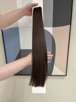 Extensions de cheveux humains russes lisses et raides en gros, 100 % vierges Remy, double épaisseur, personnalisables en brun ou blond