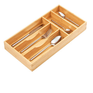 Bamboo Cutlery <b>Storage</b> <b>Box</b> Rectangular Drawer Organizer Eco-Friendly <b>Kitchen</b> Utensil Tray 35L Capacity - Product Image 1