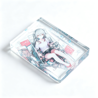 Support carré personnalisé en acrylique massif, Ornement de bureau en plaque d'acrylique coulée, Impression personnalisée pour fans de jeux mobiles et d'anime