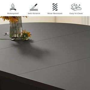 Mesa de Comedor Extensible de Diseño Moderno <span class=keywords><strong>y</strong></span> Personalizado con Base Acanalada para Cocina <span class=keywords><strong>y</strong></span> Comedor - Product Image 4