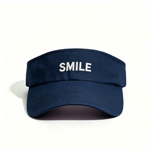 หมวกบังแดดปักลายรอยยิ้มสีน้ำเงินกรมท่า น้ำหนักเบา ระบายอากาศได้ดี สายรัดปรับได้ สำหรับกอล์ฟ เทนนิส วิ่ง กีฬากลางแจ้ง - Product Image 1