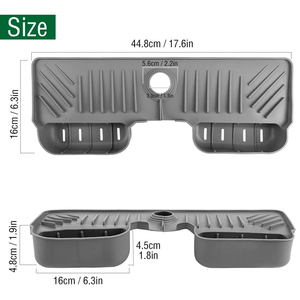 Alfombrilla de Silicona Gris para Cocina, Multifuncional, con Ventosa para Grifo, Bandeja de Almacenamiento y Drenaje - Product Image 2