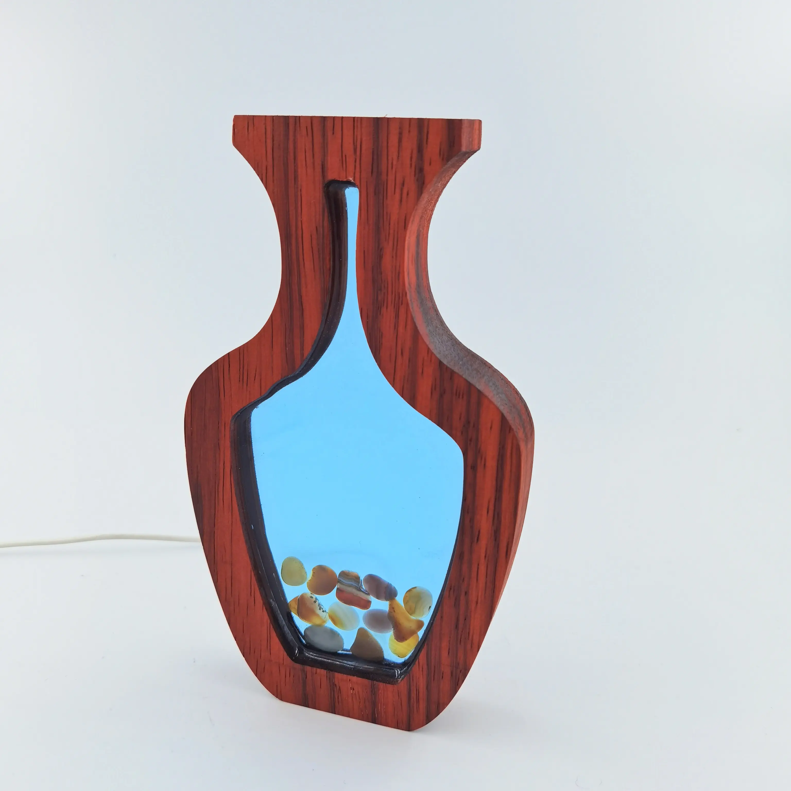 2022 New Arrival Decorative Wooden Table Lamp Epoxy Resin Wood Lamp Modern Luxury Wood Resin Lamp