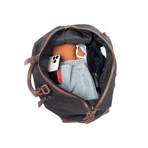 Toile de haute qualité avec poignée fourre-tout sac à main bagages week-end nuit sacs de sport Logo personnalisé sac de voyage - Product Image 4