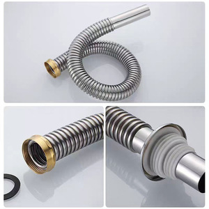 Tuyau <span class=keywords><strong>d</strong></span>'évacuation flexible pour <span class=keywords><strong>évier</strong></span> de cuisine en acier inoxydable nickelé de qualité supérieure, tube en S rétractable avec <span class=keywords><strong>bouchon</strong></span> de vidange escamotable - Product Image 2