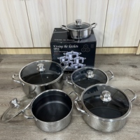 Casserole de qualité supérieure en acier inoxydable 18/10, ensemble de 10 pièces, revêtement antiadhésif en nid d'abeille, cuisson à induction, cuisine à domicile
