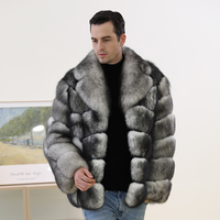 Manteau classique d'hiver bicolore en fourrure de style pain pour hommes Manteau de luxe en fourrure de renard blanc véritable pour hommes