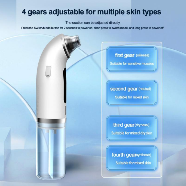 Microbubble Pore Cleansing Device, 4 Gears Adjustable Facial Skin Care Tool with 6 Probes