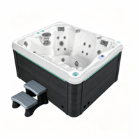 Spa de luxe pour jardin, bain à remous pour 4 personnes, bain à remous en acrylique avec haut-parleur Bluetooth, chauffage à l'ozone, lumière LED