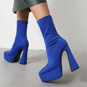 Chaussures pour femmes en gros, bottes d'hiver chaudes et sexy à talon haut mi-hauteur, style plateforme, pour femmes - Product Image 1