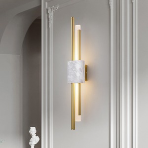 Décoration intérieure, <span class=keywords><strong>applique</strong></span> <span class=keywords><strong>murale</strong></span> LED moderne de luxe, <span class=keywords><strong>applique</strong></span> <span class=keywords><strong>murale</strong></span> en marbre avec abat-jour doré/blanc, 2700K blanc chaud, à intensité variable, pour salon - Product Image 1