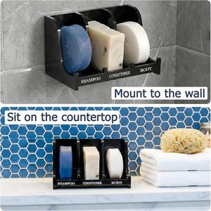 <span class=keywords><strong>Porte</strong></span>-<span class=keywords><strong>savon</strong></span> en acrylique pour mur de douche - <span class=keywords><strong>Porte</strong></span>-<span class=keywords><strong>savon</strong></span> à 3 compartiments pour shampoing, revitalisant et <span class=keywords><strong>savon</strong></span> pour le corps, drainage rapide et antirouille - Product Image 4