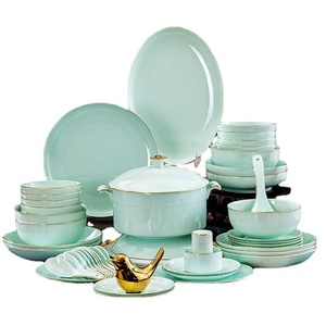 Service de table en céramique de Jingdezhen, couleur sous-glaçure, comprenant bols et assiettes, pour la maison, un ensemble de cadeaux de déménagement, vente en gros, personnalisable - Product Image 5