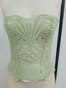 Corset <span class=keywords><strong>de</strong></span> <span class=keywords><strong>cour</strong></span> européen et américain avec haut moulant en maille respirant et sexy, corset double couche en dentelle irrégulière - Product Image 3