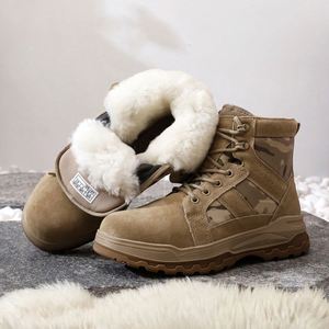 Botas de Nieve para Hombre, de Piel Vacuna, Tipo Botín, para Exteriores |   Forro polar de lana pura, grueso y de gran tamaño |   Antideslizante, Cálido y Ligero - Product Image 4