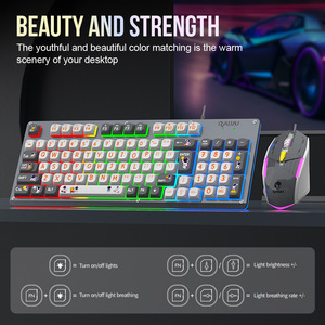 Raiku K98Pro 98-Key Wired <b>RGB</b> Gaming <b>Keyboard</b> Mouse Combo Gasket Mechanical Custom Color-Blocked Design - Product Image 4