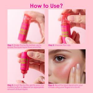 Rubor Líquido con Botón de Aplicación, 6 Colores Versátiles, Rubor Líquido Mate, Lápiz Labial Rosa, Maquillaje de Larga Duración y Fácil de Aplicar - Product Image 2