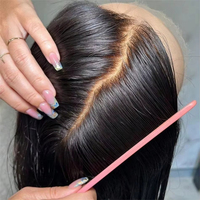 Peluca de Cabello Humano Liso Extremo 13x4 con Encaje HD Pre-Arrancado Brasileño, Pelucas Frontales de Encaje 13x6 Sin Pegamento, Pelucas con Cierre 13x6 para Mujer
