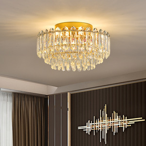 Nuovo Modello 2025 Lampadario a <span class=keywords><strong>LED</strong></span> in Cristallo Dorato per Soggiorno e Ristorante, <span class=keywords><strong>Illuminazione</strong></span> Moderna Semplice e Lussuosa - Product Image 2