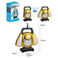 Nouvelle lampe de travail portable à énergie solaire - Pliable, facile à transporter, LED jaune/bleue, batterie 18650, indice de protection IP44, garantie 1 an, extérieur